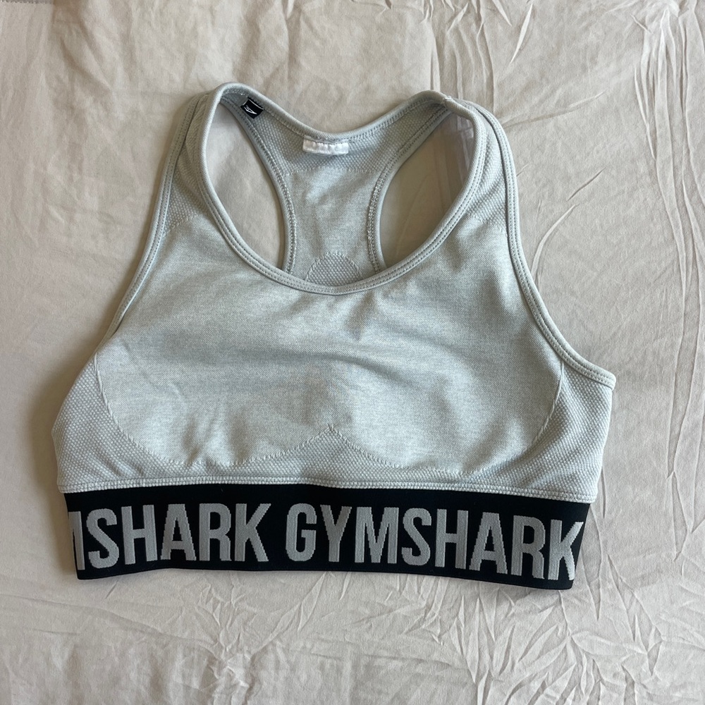 Gymshark Light Gray Sports Bra with Black Band